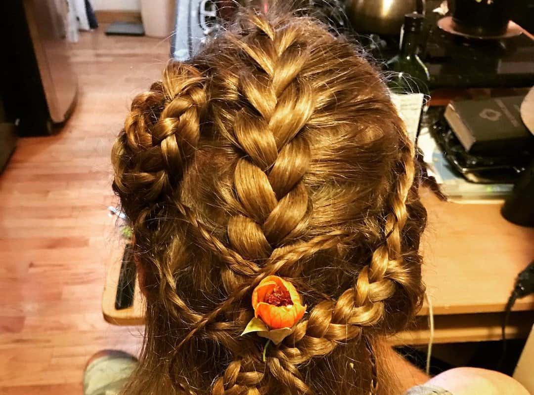 girl with brown Celtic Knot with flower