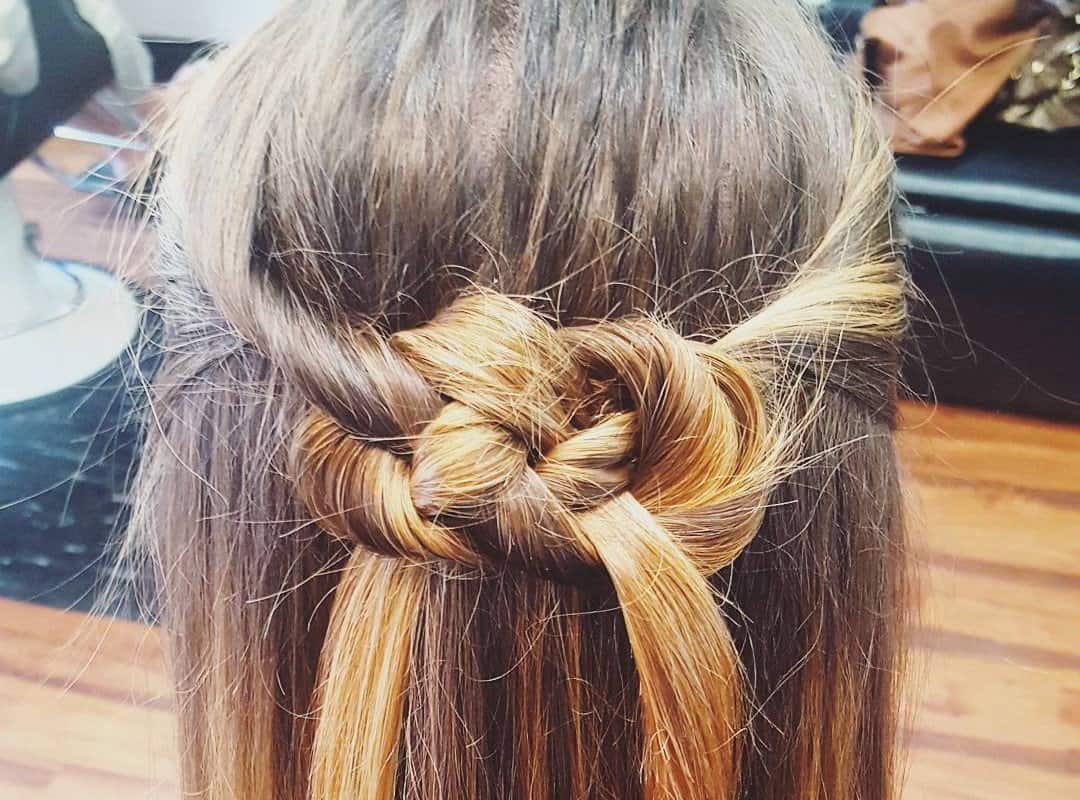 girl with brown and blonde Celtic Knot