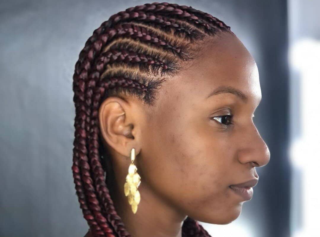 woman with brown fulani tribal braids