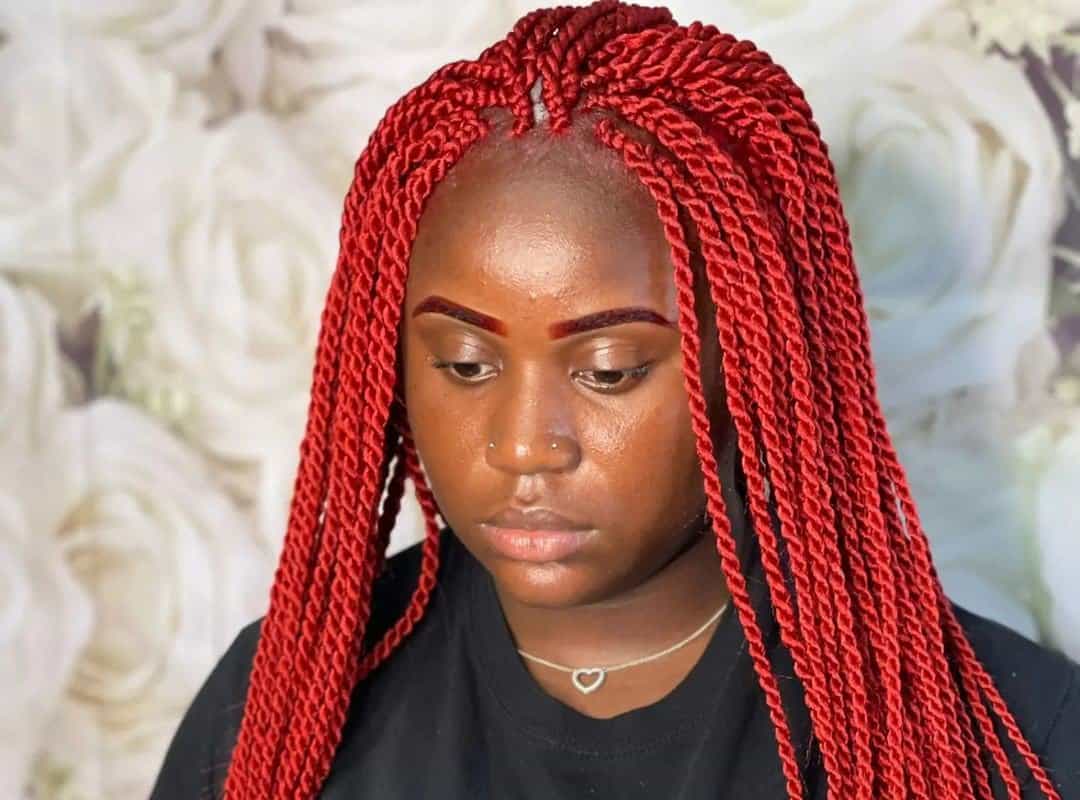 girl with red fulani tribal braids