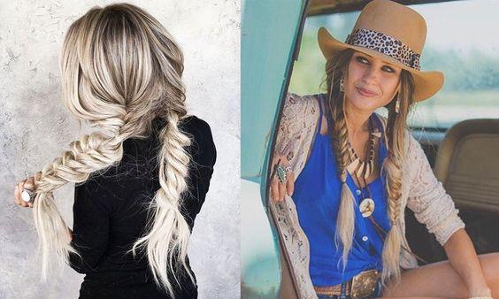 fishtail cowgirl hairstyles with hat