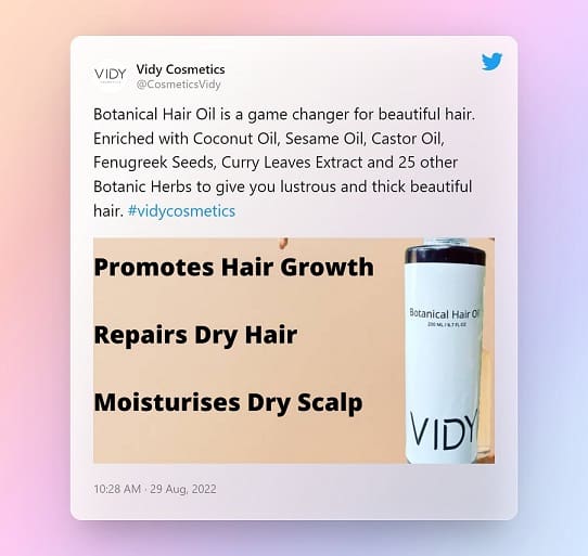 Tweet by Vidy Cosmetics