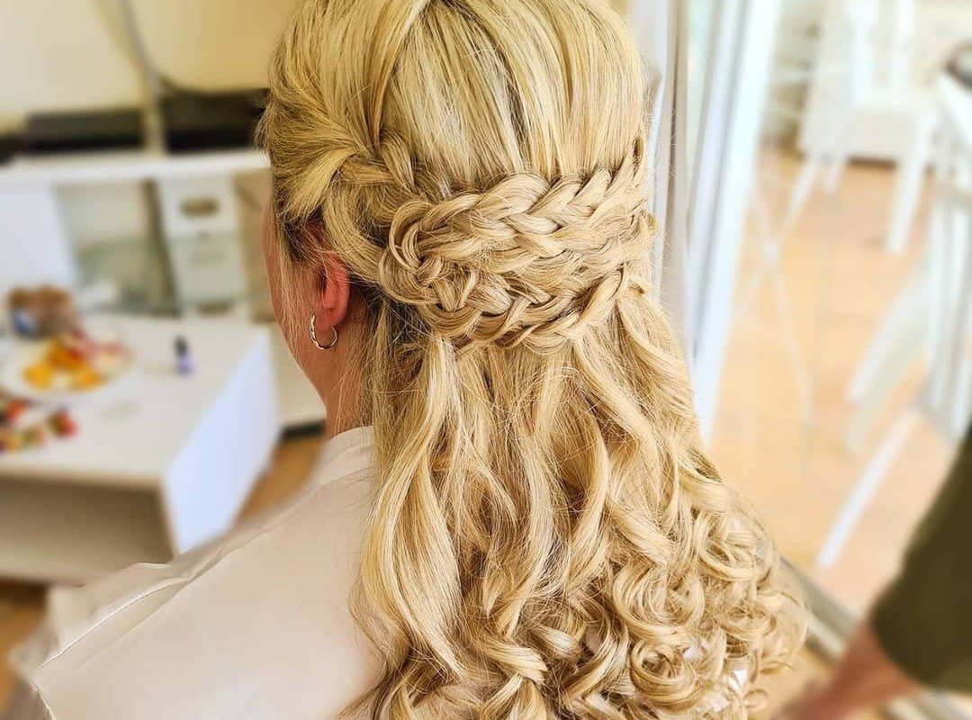 blonde girl with braided curls