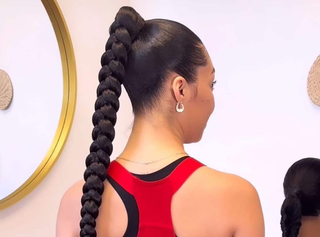 girl with a dark braided ponytail