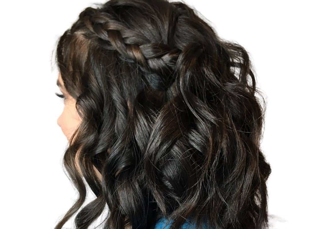 brunette girl with braided curls