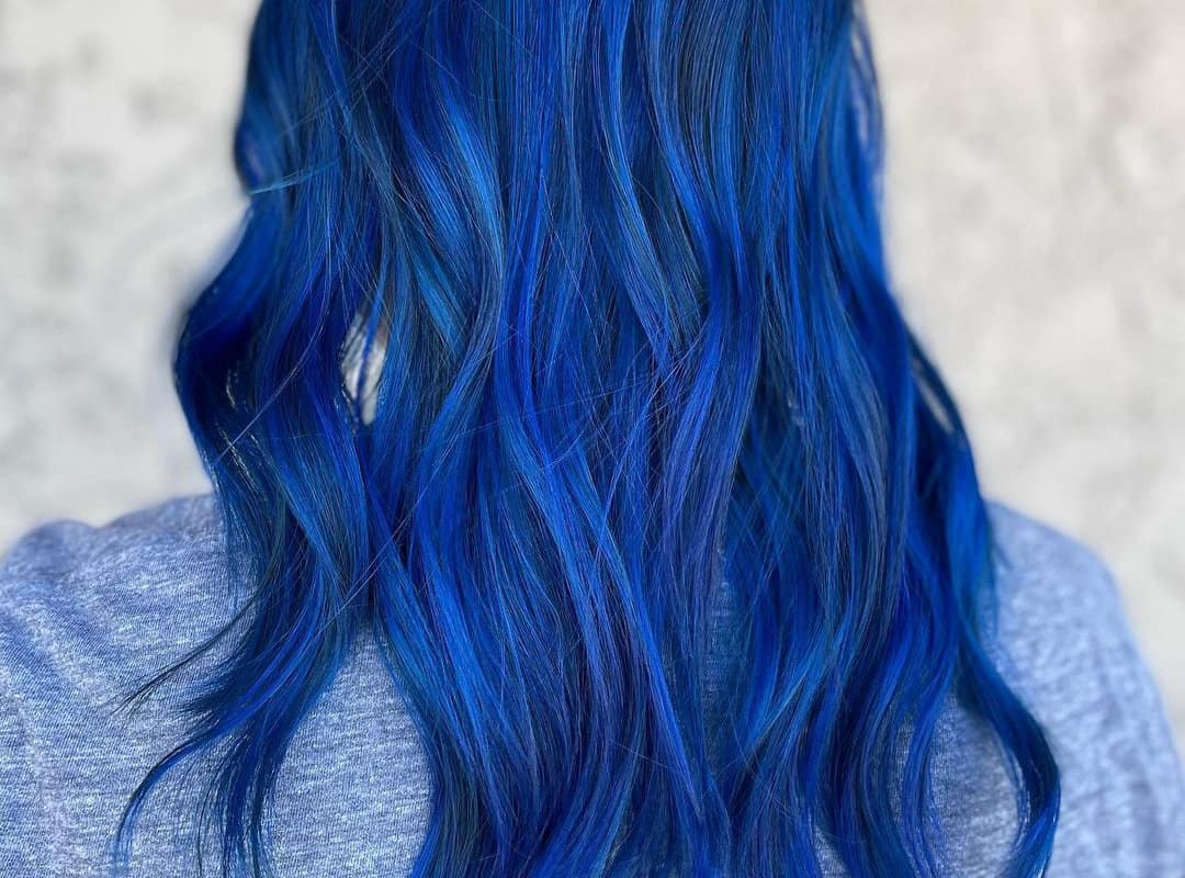 Girl with Blue balayage on hair