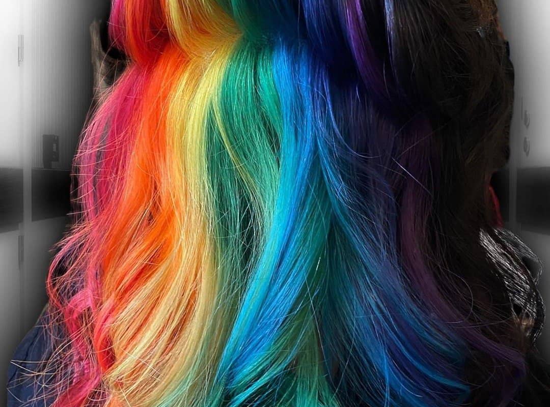 Curly Hair with a Rainbow Underneath