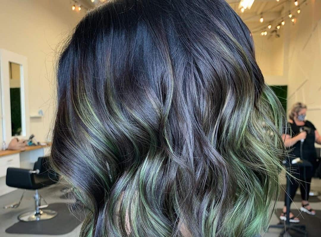 Pastel Purple and Green Balayage