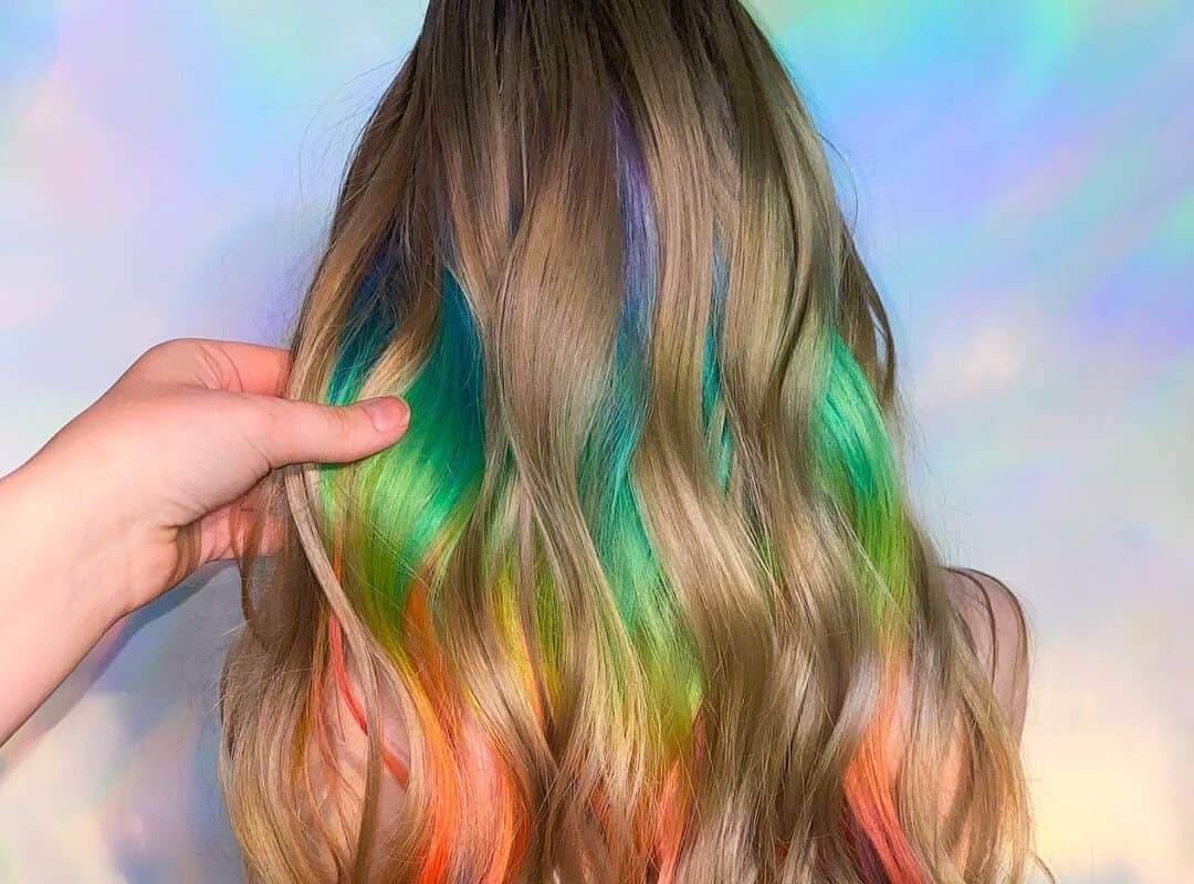 Dark Blonde Hair with a Rainbow Underneath