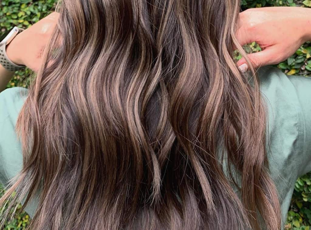brown balayage with blonde highlights