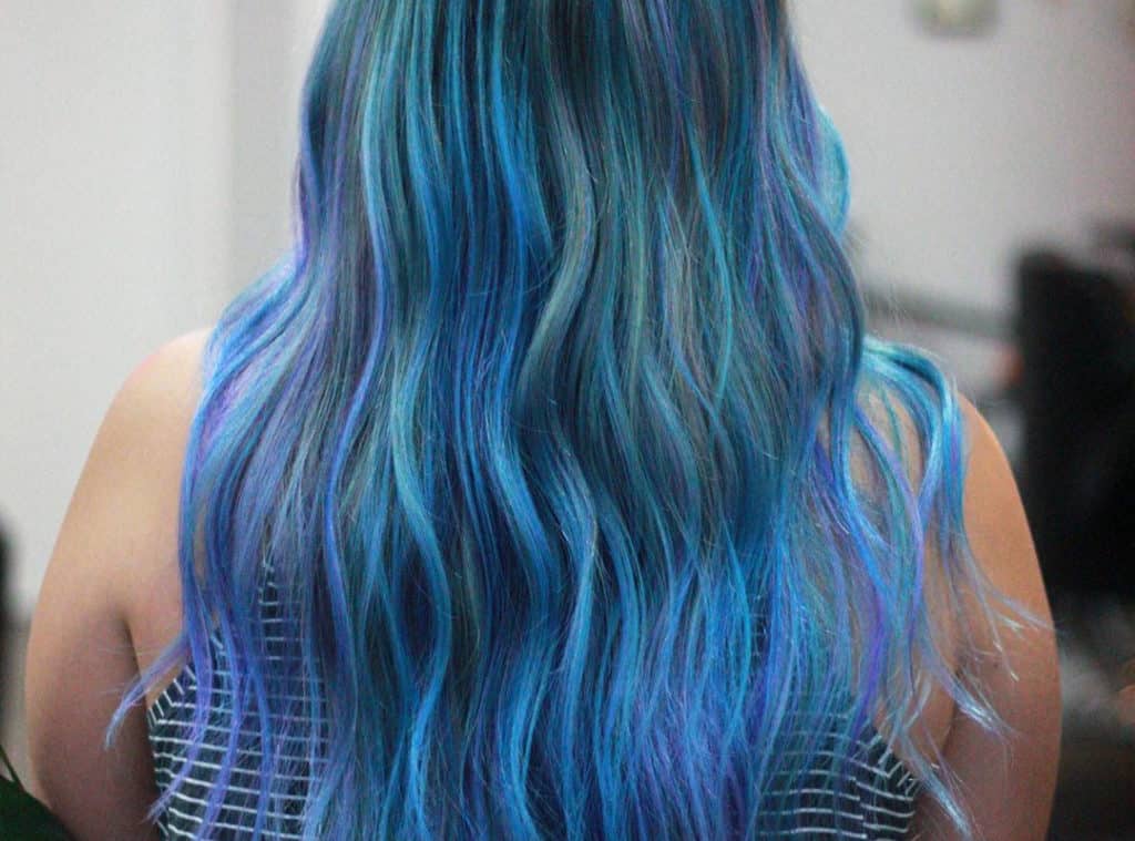 Blue and purple balayage