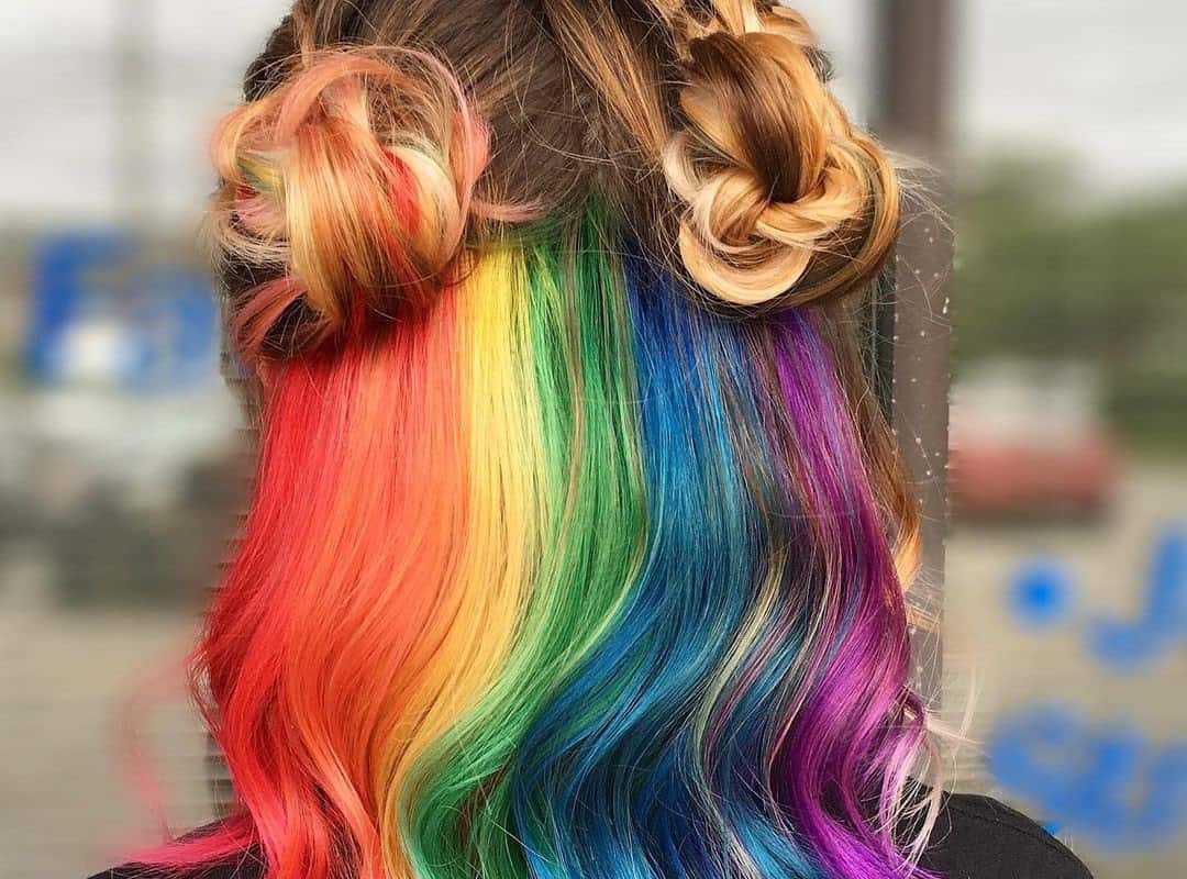 Light Brown Hair with a Rainbow Underneath