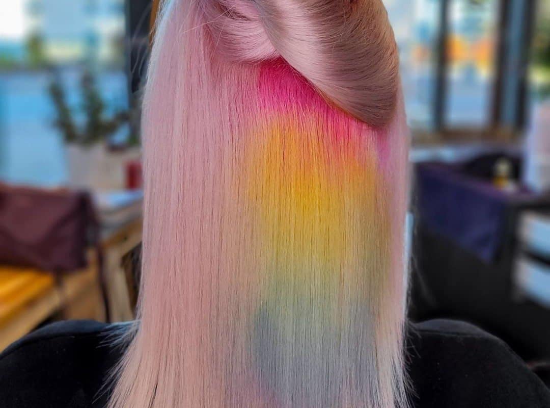 Light Purple Hair with a Rainbow Underneath