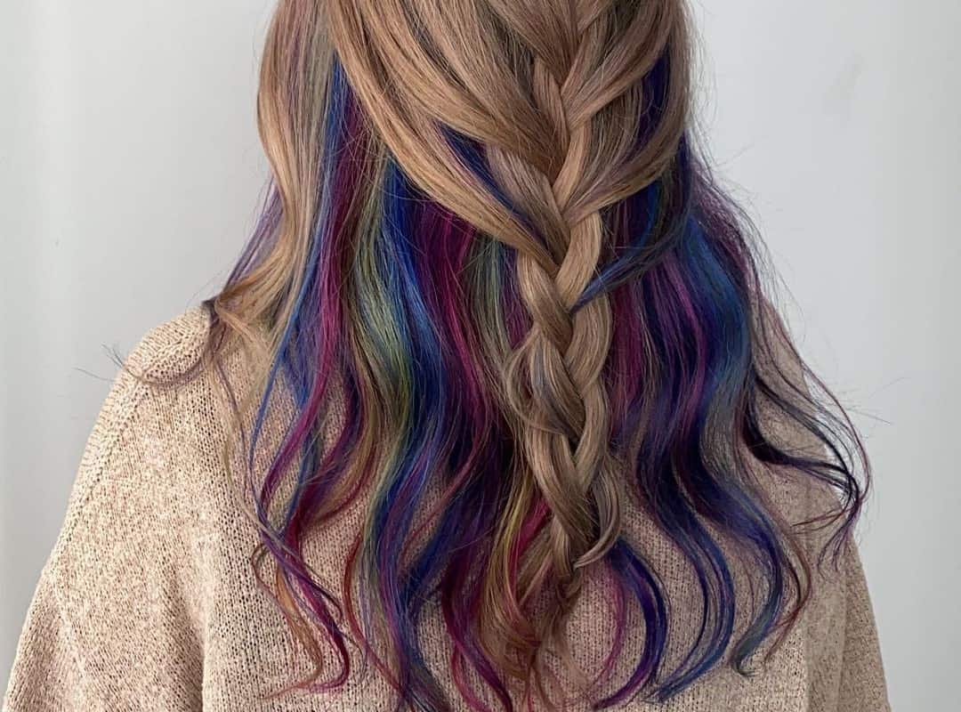 Galaxy Rainbow Hair Color Underneath