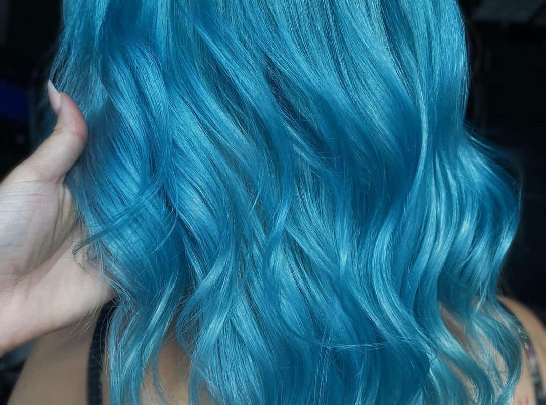 Blue balayage for curly hair