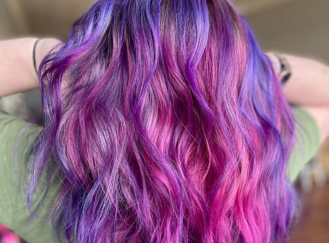 Mermaid purple galaxy color for curly hair