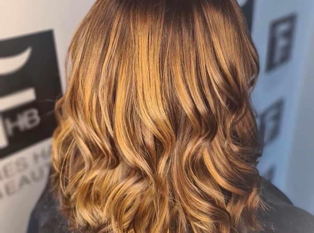 Warm butterscotch caramel balayage