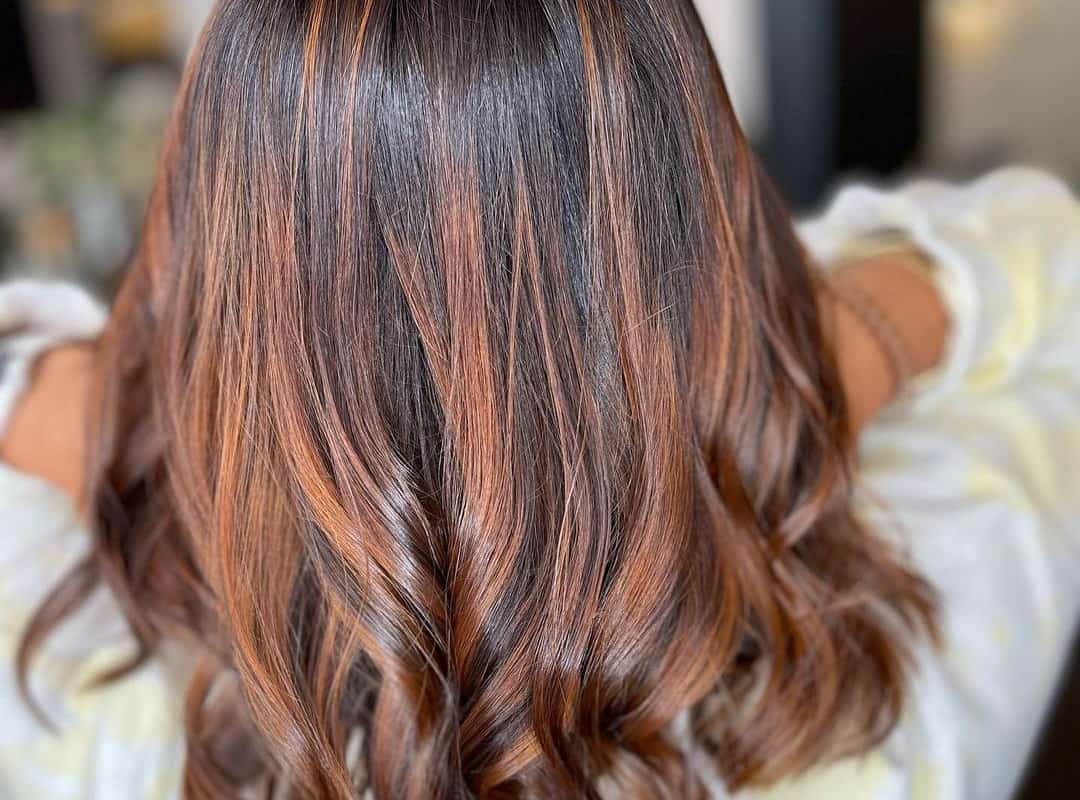 copper butterscotch balayage