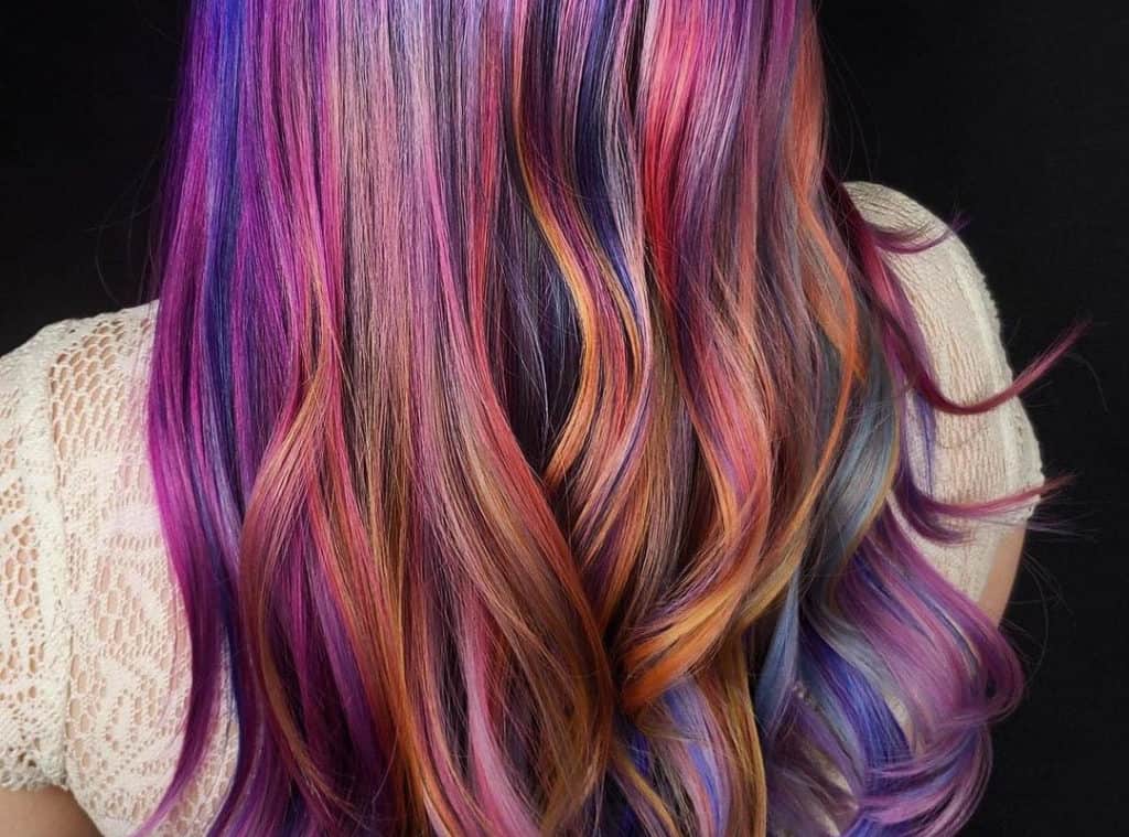 Mermaid sunset hair with copper highlights