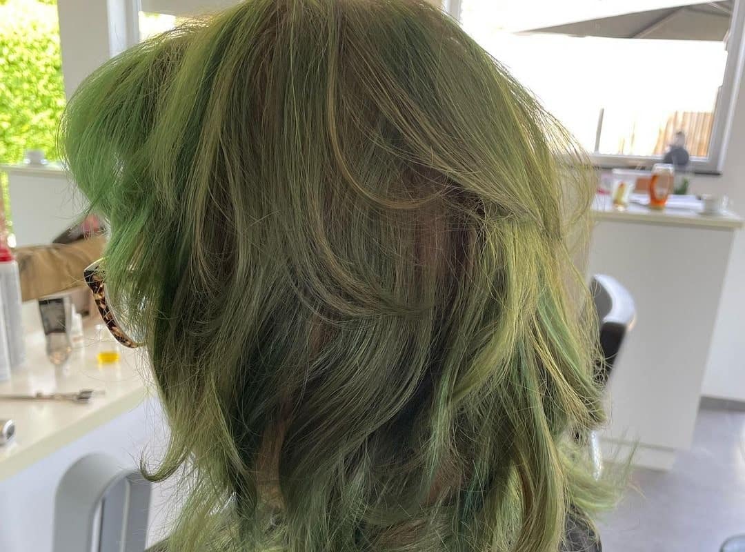 Light Green Balayage for Light Brown Hair 