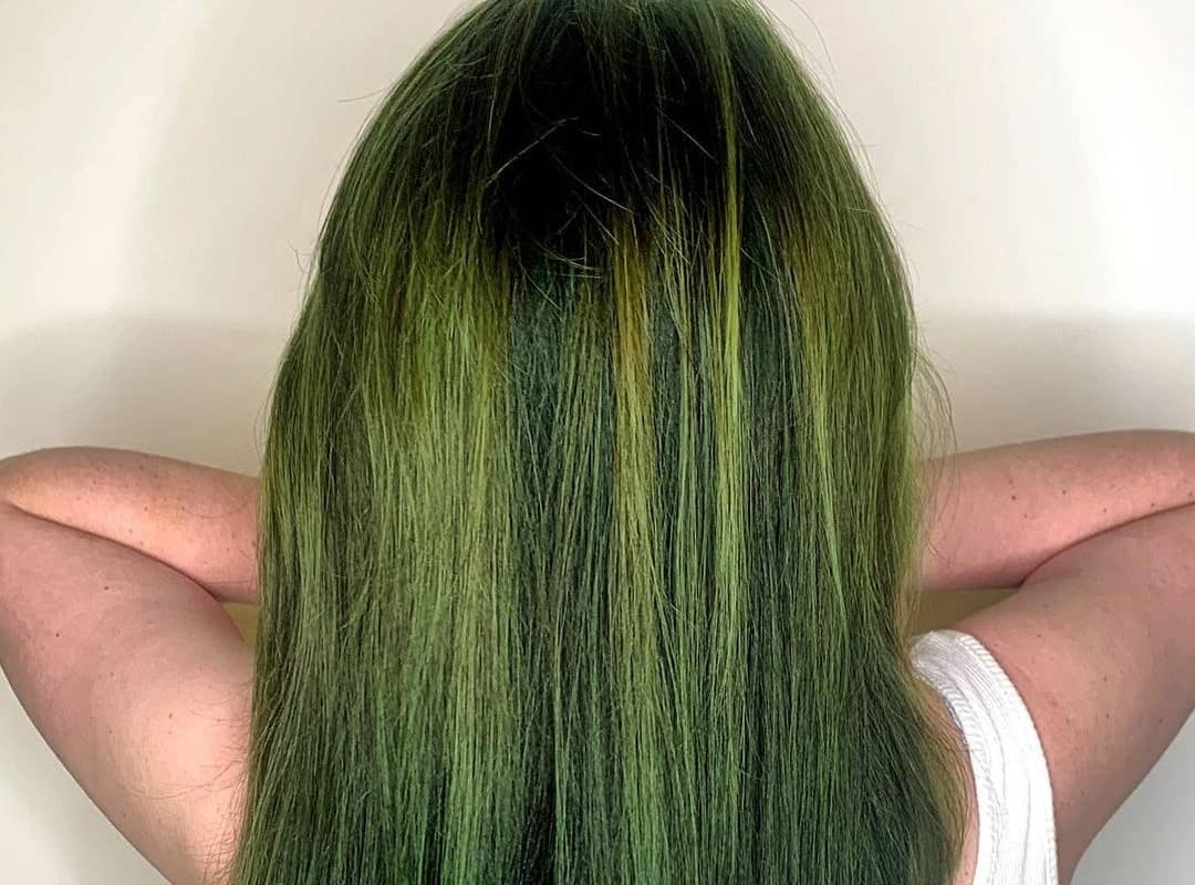 Black and Warm Olive Balayage