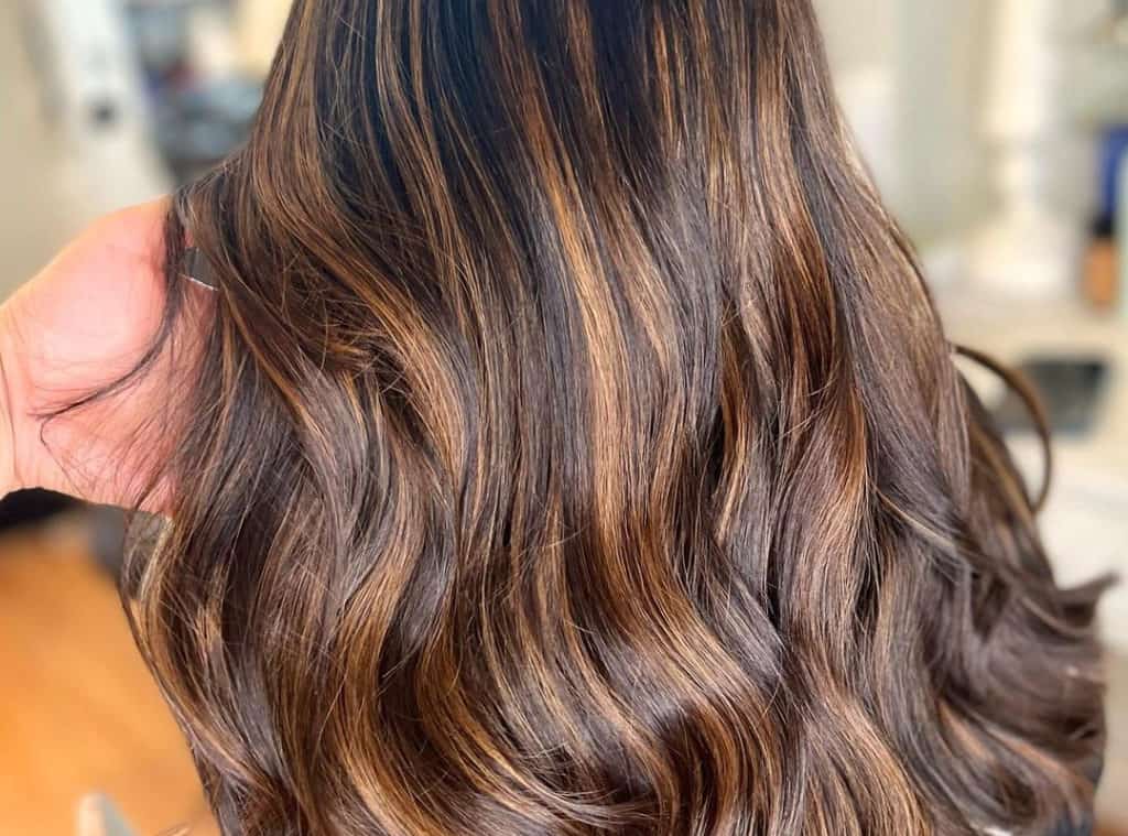 Hair with Chocolate butterscotch caramel balayage