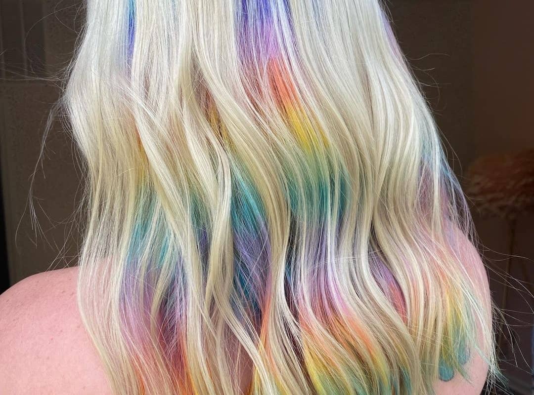 Blonde Hair color with a Rainbow hidden