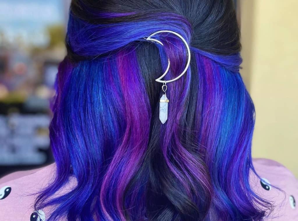 hidden galaxy on dark brown hair