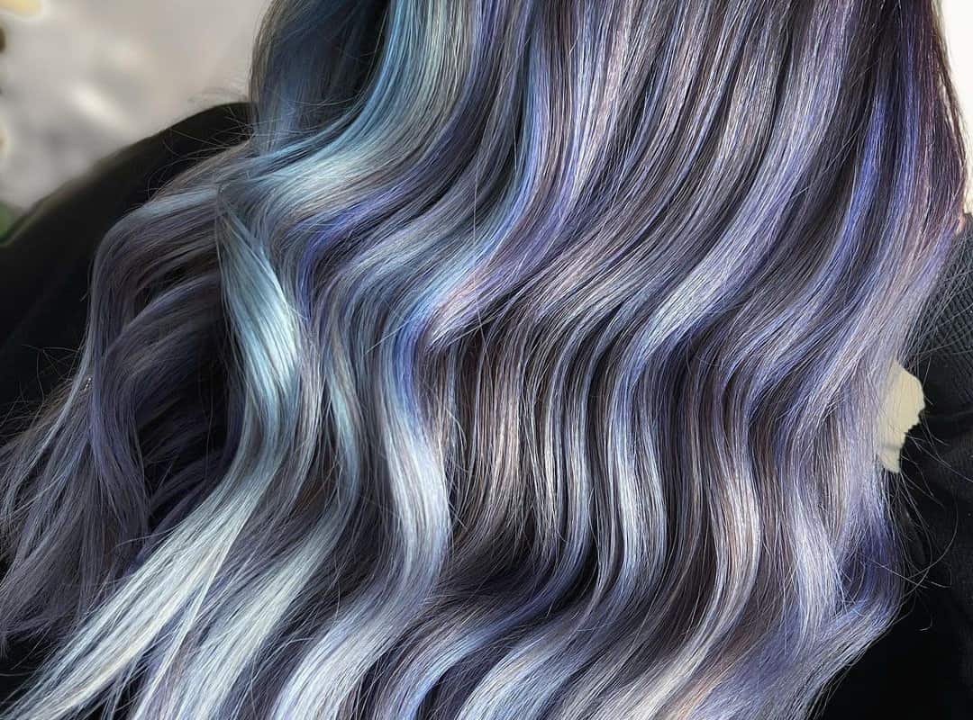 Hair with Blue and gray balayage