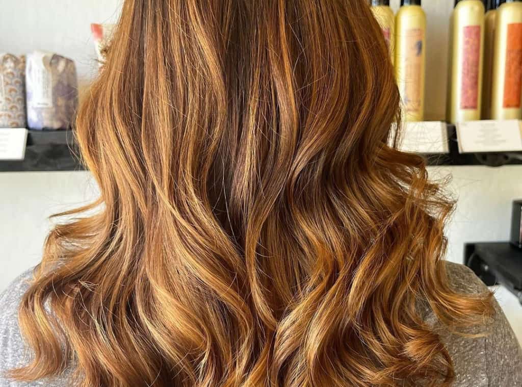 Light butterscotch caramel balayage on hair