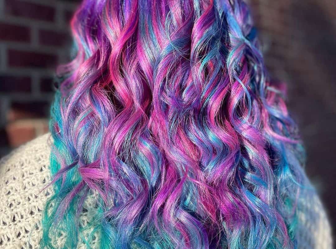 Mermaid unicorn galaxy on wave hair