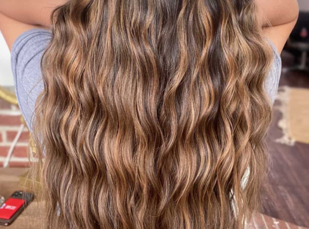 Hair with Butterscotch caramel balayage and highlights