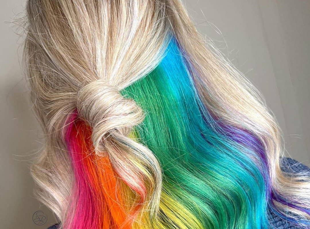 Blonde with a Rainbow Underneath