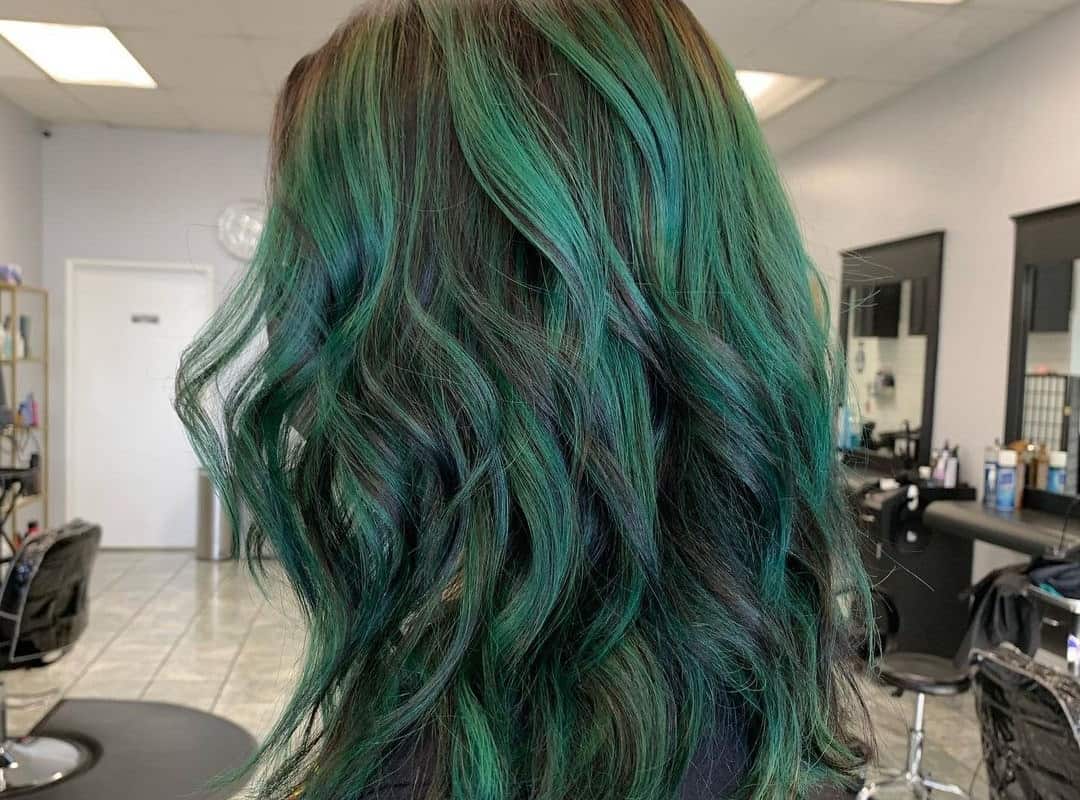 dark green balayage