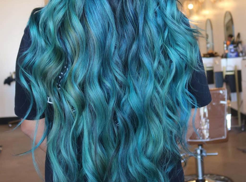 Hair with Blue and green balayage hairstyle