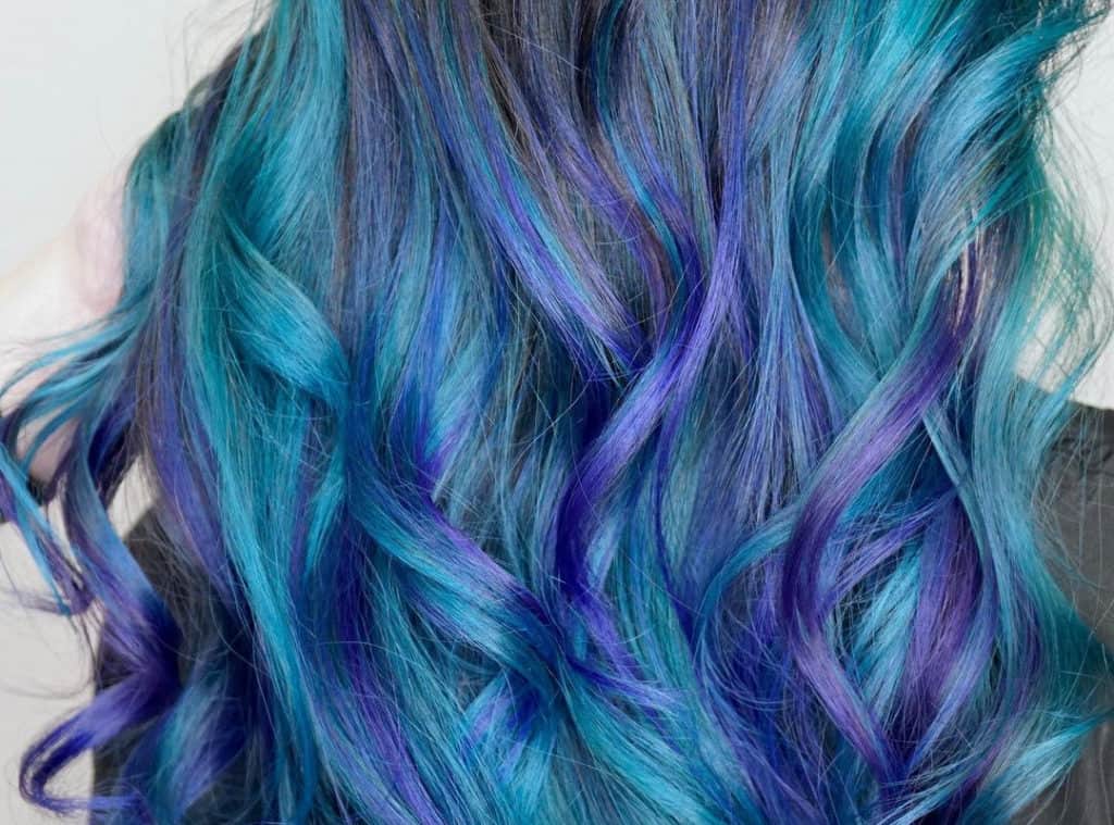 Hair with Blue and purple balayage