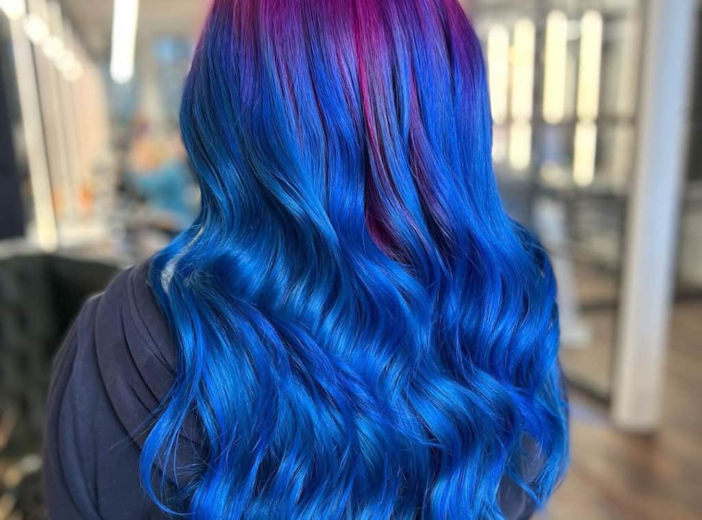 Blue and purple balayage on hair