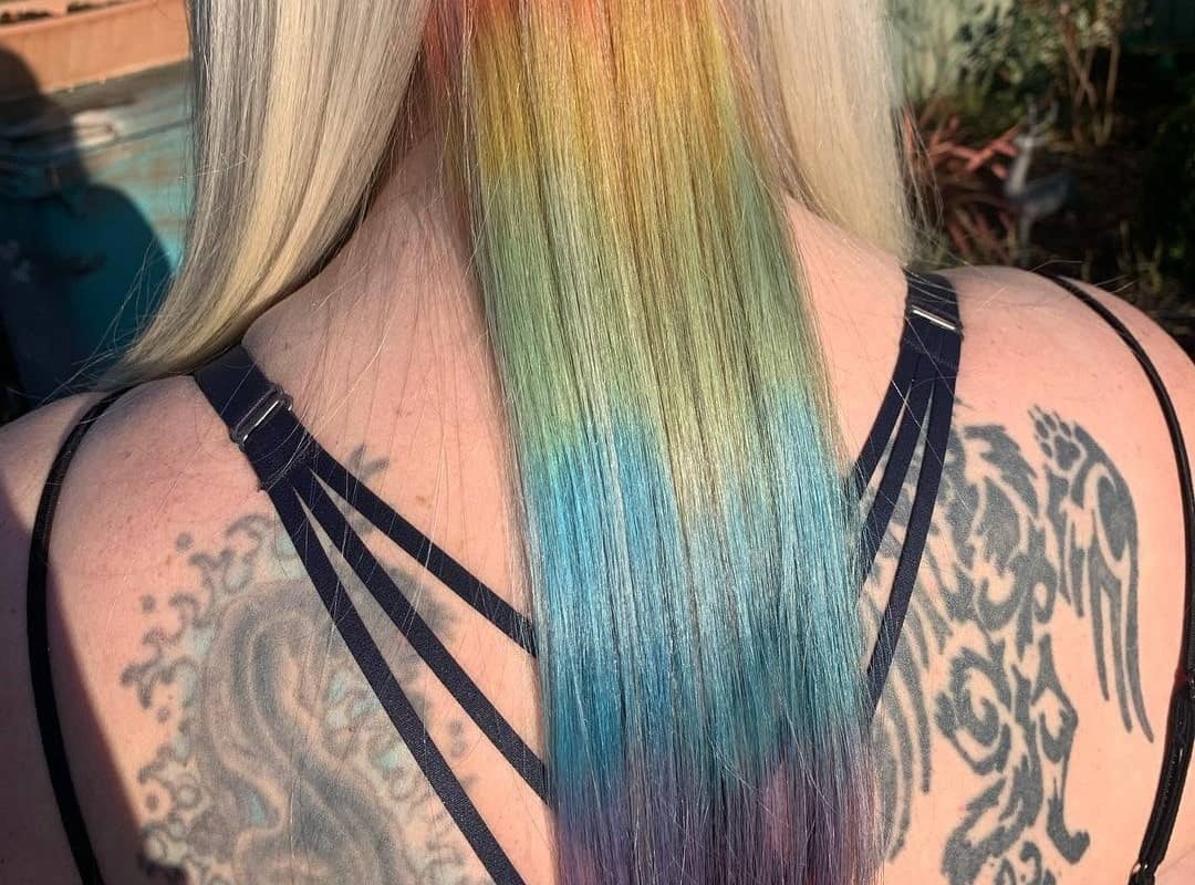 Hair with Pastel Rainbow Underneath