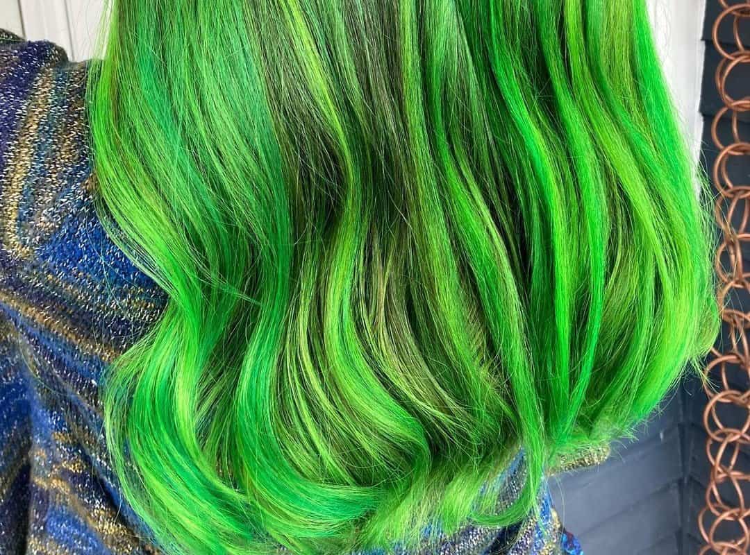 Neon Lime Balayage on Brown hair
