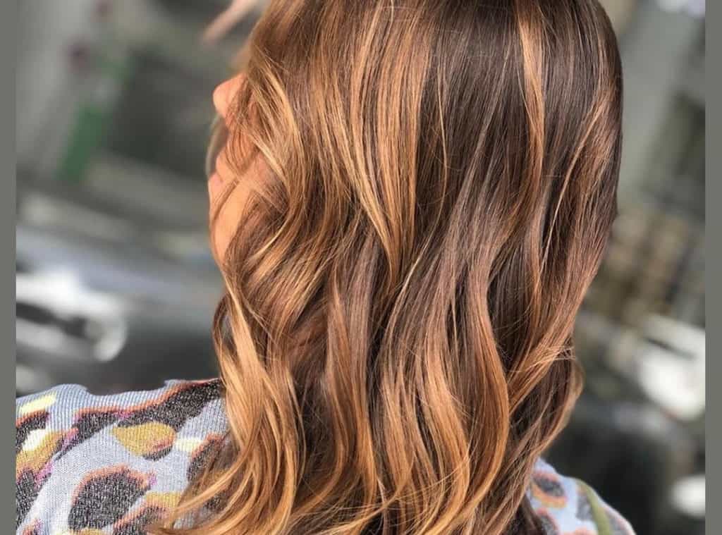 Hair with Light butterscotch caramel balayage