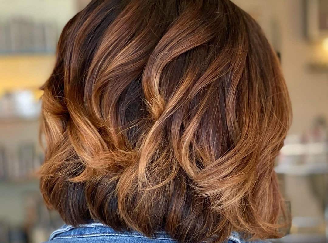 cinnamon balayage on short hair
