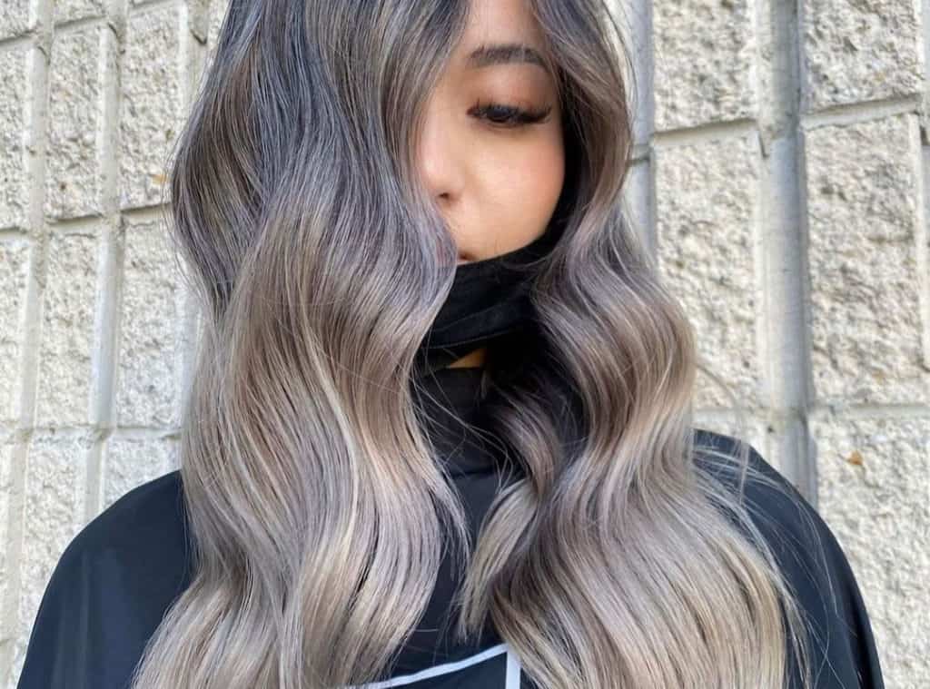 ash blonde balayage for Asian black hair