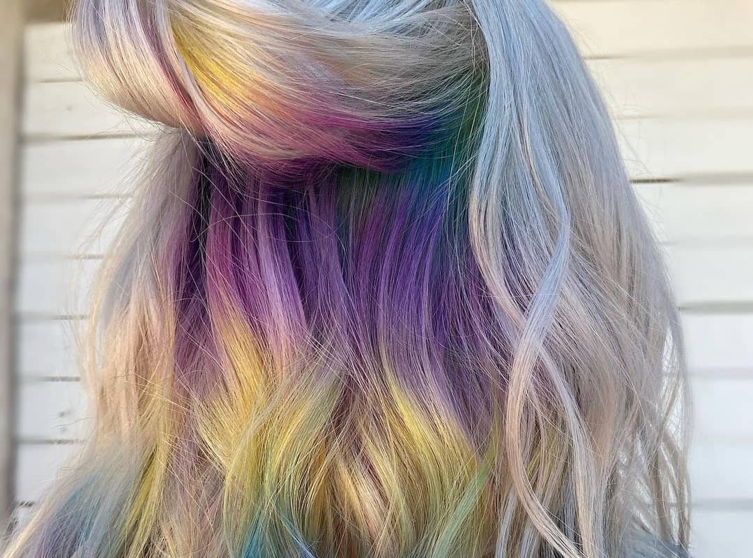 Silver Hair with a Rainbow Underneath