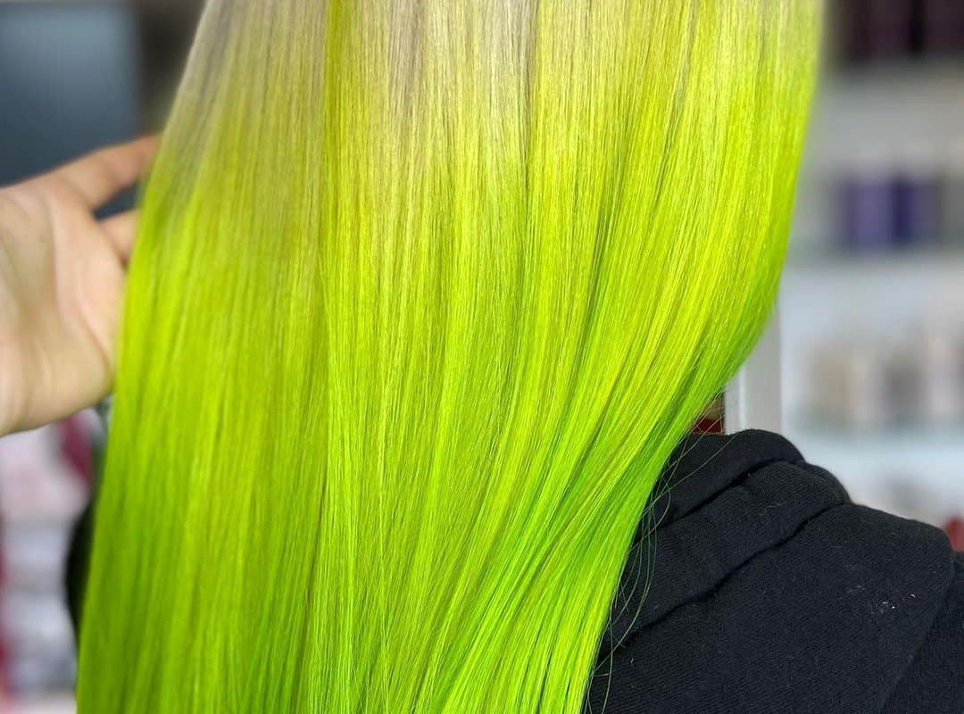 Neon Green Balayage on blonde hair