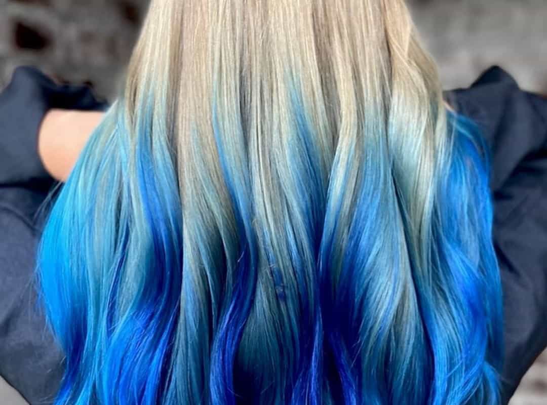 Blonde hair with Blue balayage