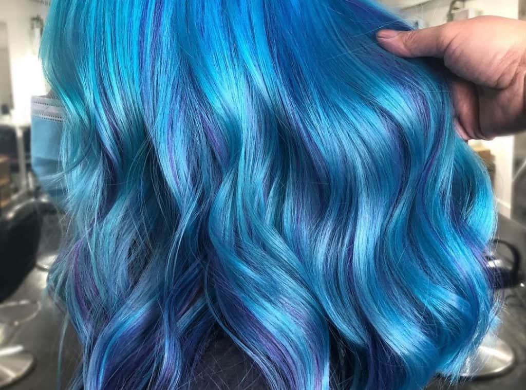 Girl with Blue and purple balayage