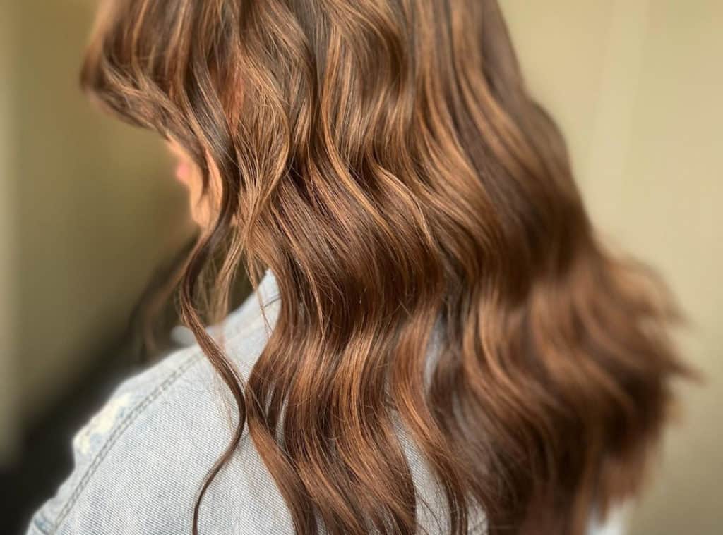 Butterscotch caramel balayage hair color with highlights