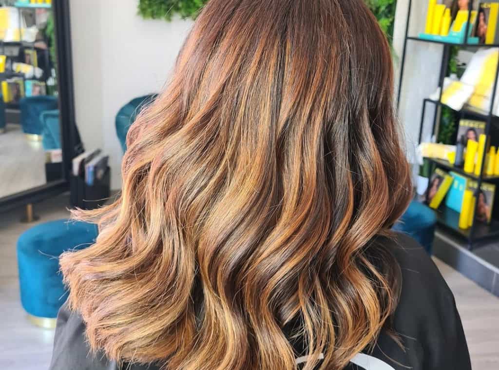 Butterscotch caramel balayage hairstyle and blonde hair