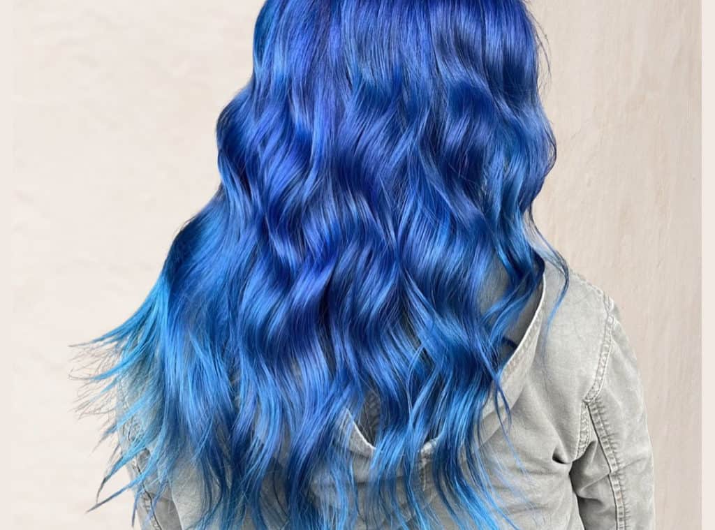 Electric blue balayage on hair