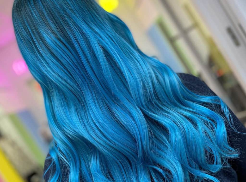 Brown hair with Blue balayage
